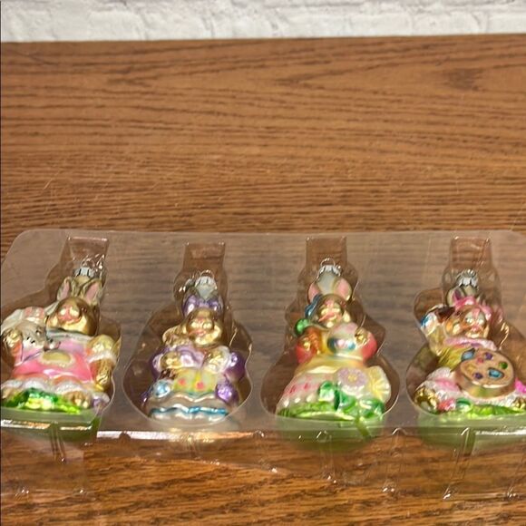 Department 56 set 4 Colorful Easter Glass Bunny Ornaments EUC - Picture 2 of 9